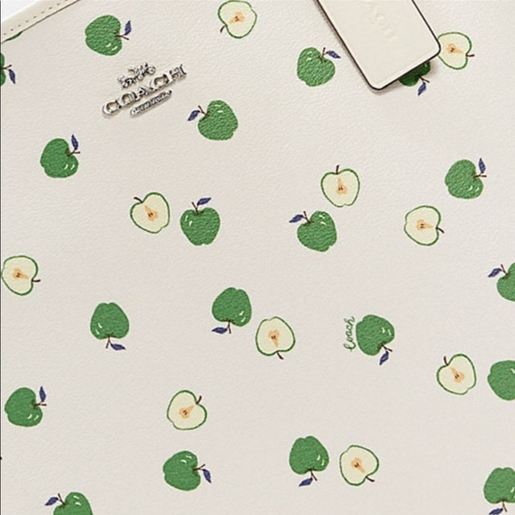 Coach Leather City Tote With Apple Print - Picture 7 of 7